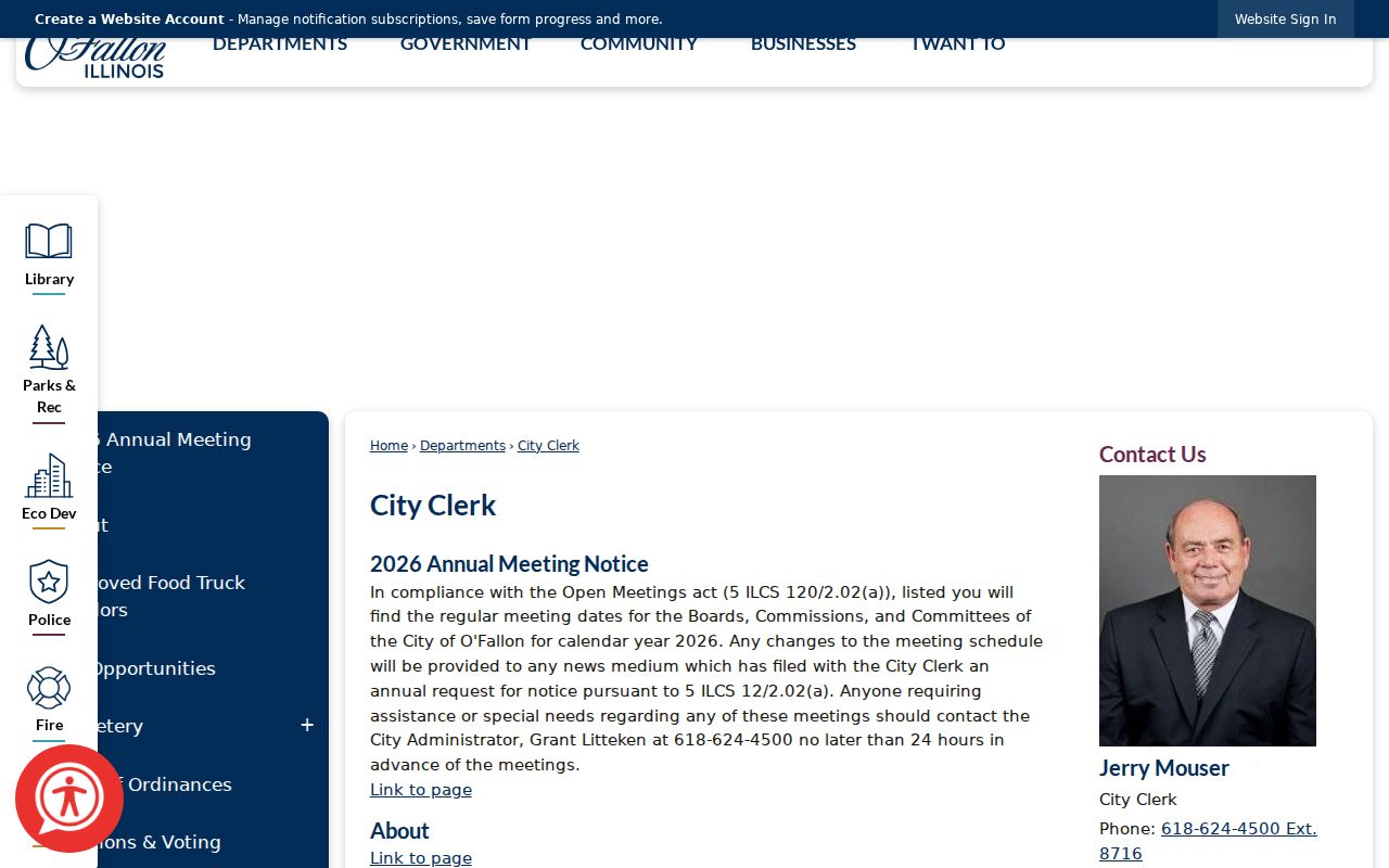 O'Fallon residents directory City Clerk records hub
