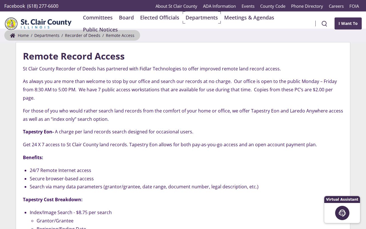 St. Clair County Recorder remote access options for an O'Fallon resident lookup